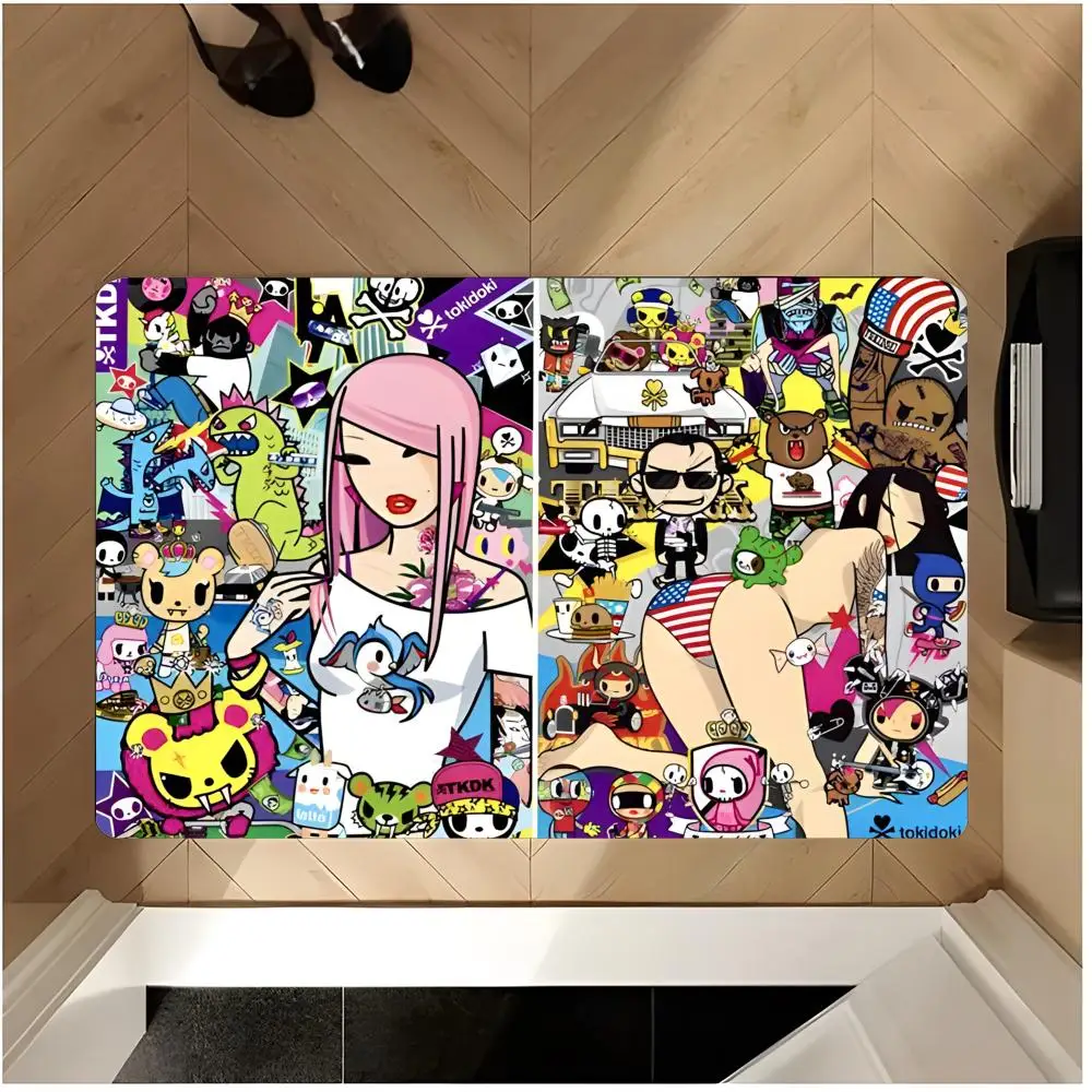 Brand Trendy T-Tokidoki Floor Mat Non-Slip Washable Flannel Door Mat Absorbent Indoor Floor Rug