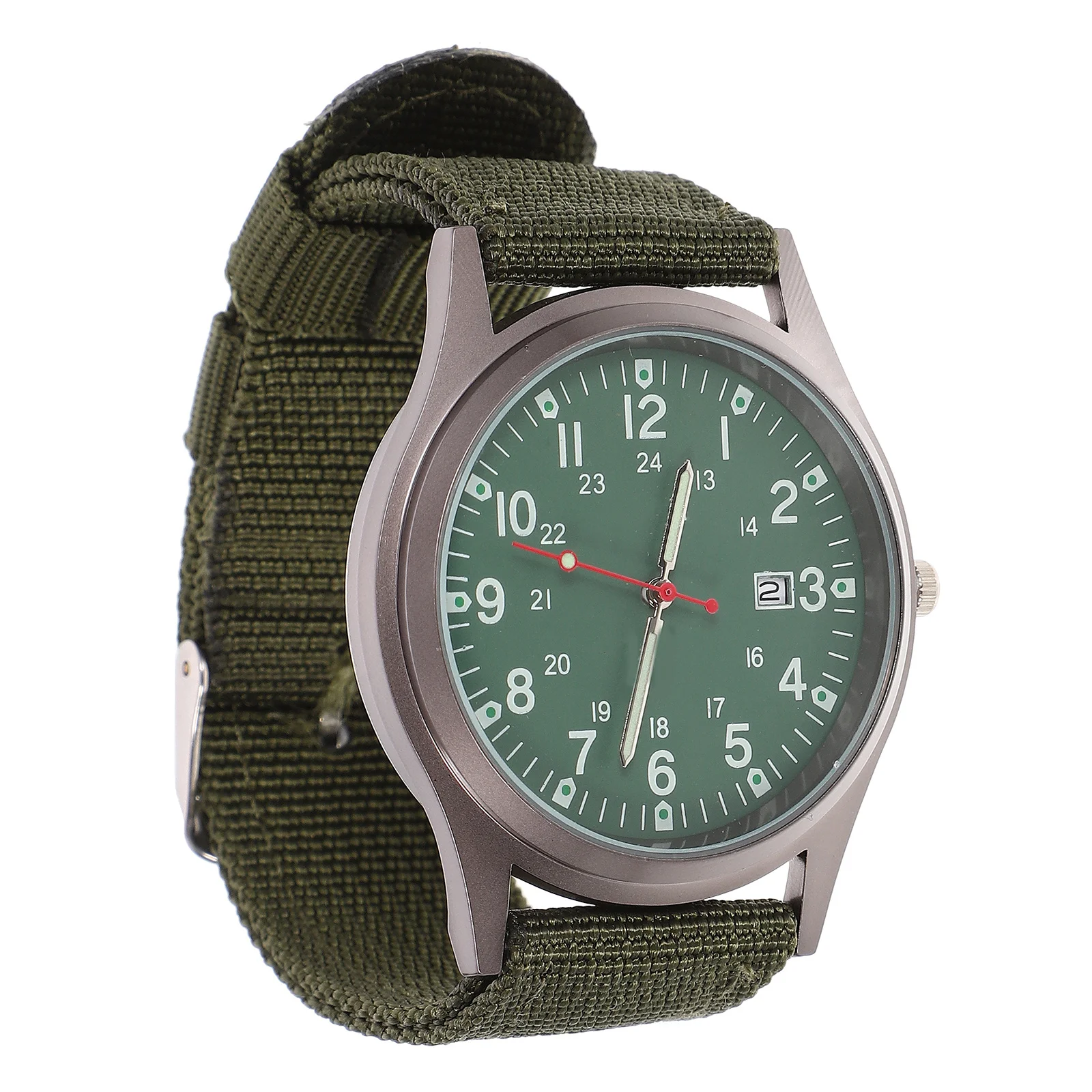 

Unisex Quartz Watch Men'S Casual Wristwatch Adjustable Canvas Strap Calendar Function Alloy Case Scratch-Resistant Glass