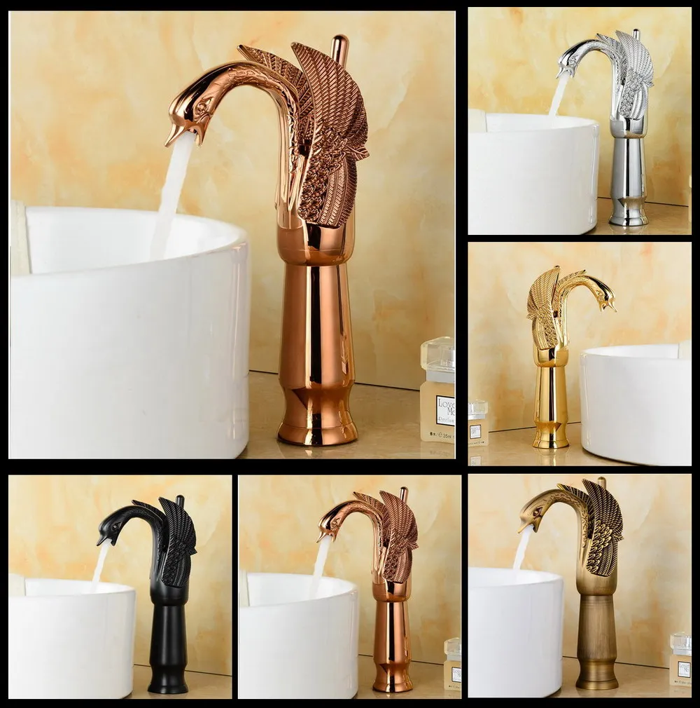 

Brass Animal Swan Style Single Handle Bathroom Basin Sink Faucet Mixer Tap Deck Mounted azh001