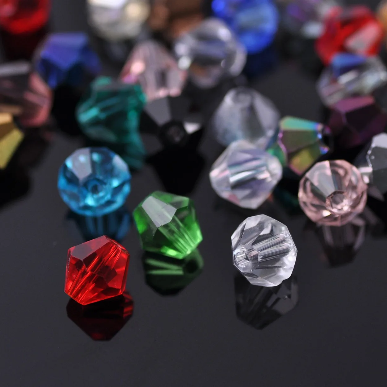 3mm 4mm 6mm 8mm Pure Color Bicone Faceted Crystal Glass Loose Spacer Beads Lot Colors For Jewelry Making DIY