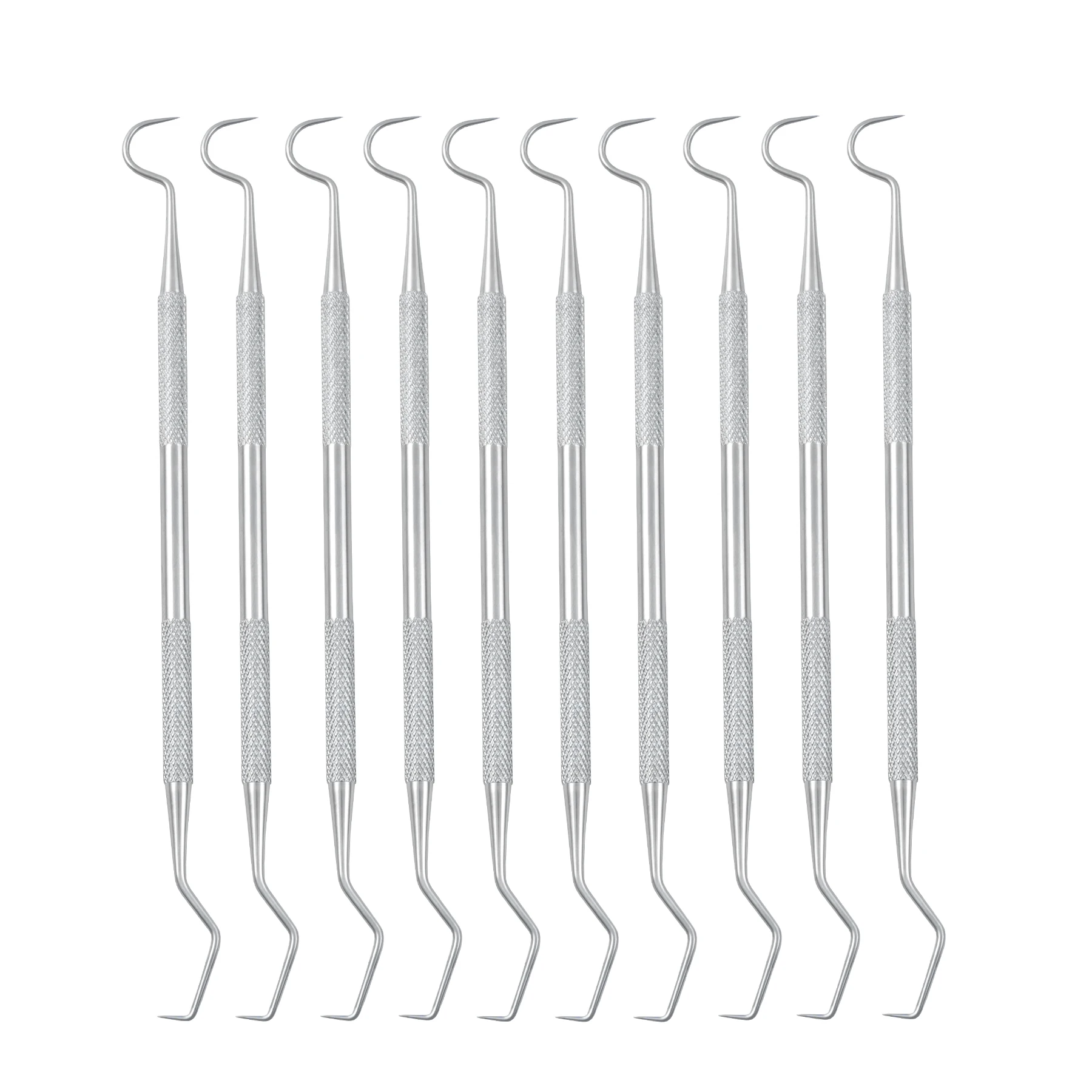 10PCS Stainless Steel Double Head Dental Tool Dentist Teeth Clean Hygiene Explorer Probe Hook Pick Dentists Instruments