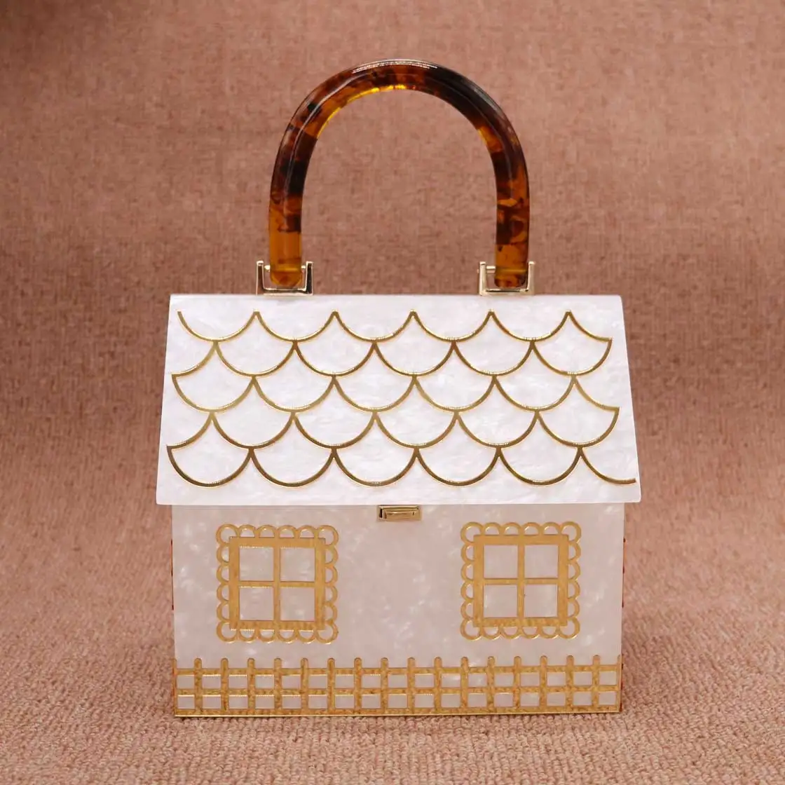 KHNMEET Newest Luxury White Acrylic House Designer Women Handbags Box Tote Bags Fashion Lovely Girl Personality Bag