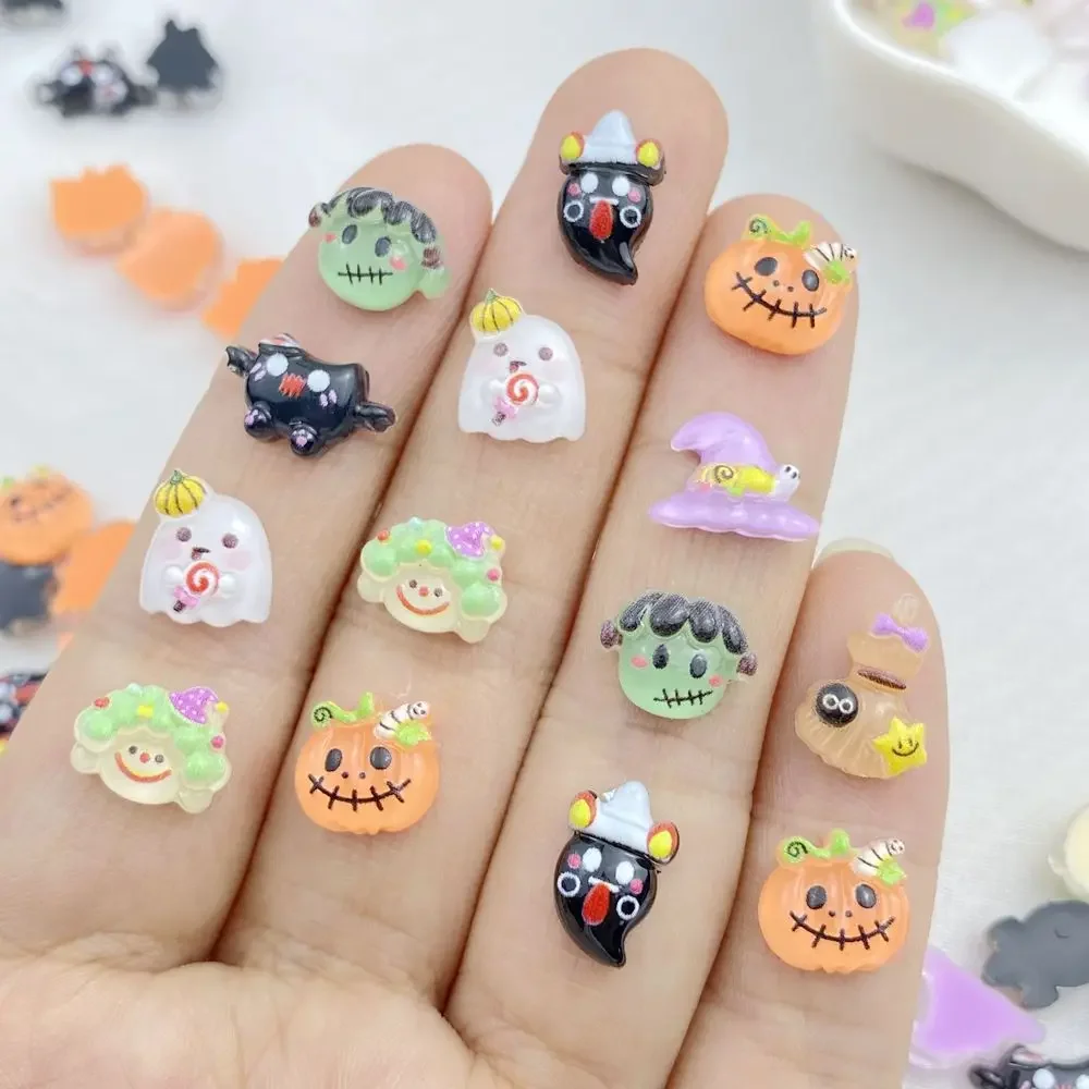 50Pcs New Cute Resin Small Halloween Collection Free Shipping Flat Back Ornament Jewelry Making Manicure Hairwear Accessories