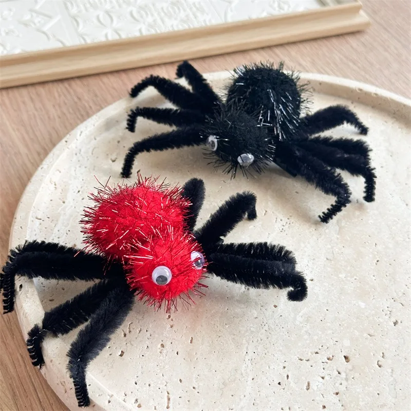 1 Stück gruselige, süße, flauschige Spinnen-Haarspangen, flauschige Halloween-Accessoires, perfekte Kostümpartys, gruselige, schicke Frisuren, festlicher Spaß – Detail 5