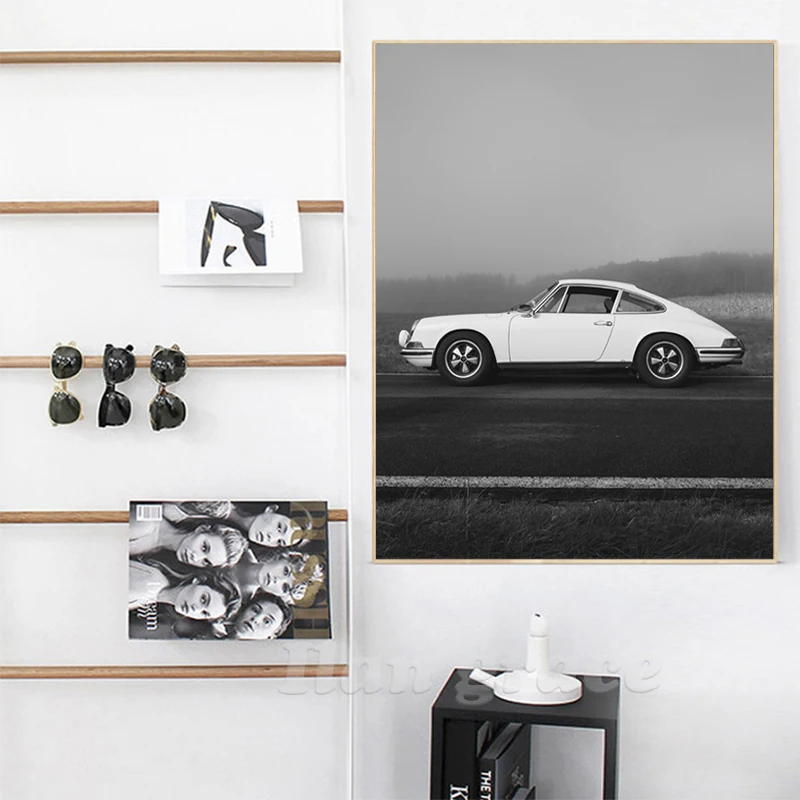 Fashion Girl Black White Photo Posters Print Vintage Street Photography Art Painting Retro Car Modern Pictures Home Room Decor