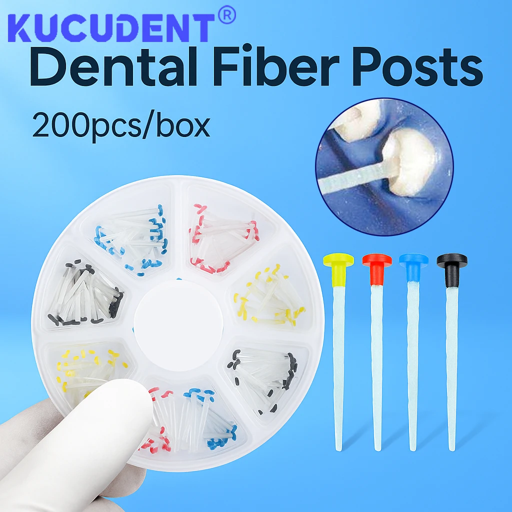 

200Pcs Dental Fiber Post Glass Quartz Teeth Restorative 1.2/1.4/1.6/1.8mm Thread Pile Root Canal Pile Dentist Filling Materials