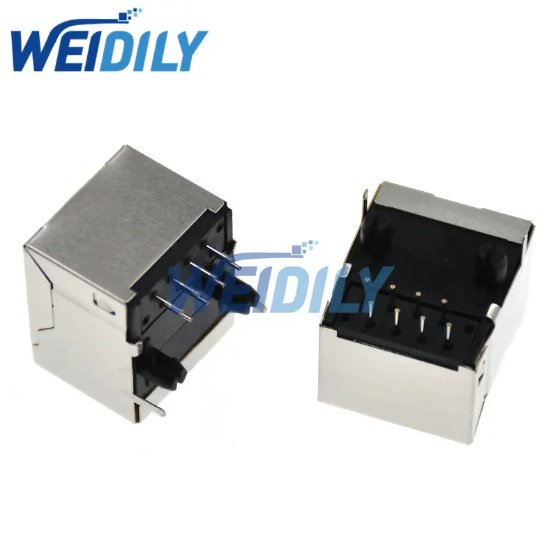 5PCS Per Lot RJ45 Metal 8 Pin Female PCB Right Angle Board Jack Connector 8P8C
