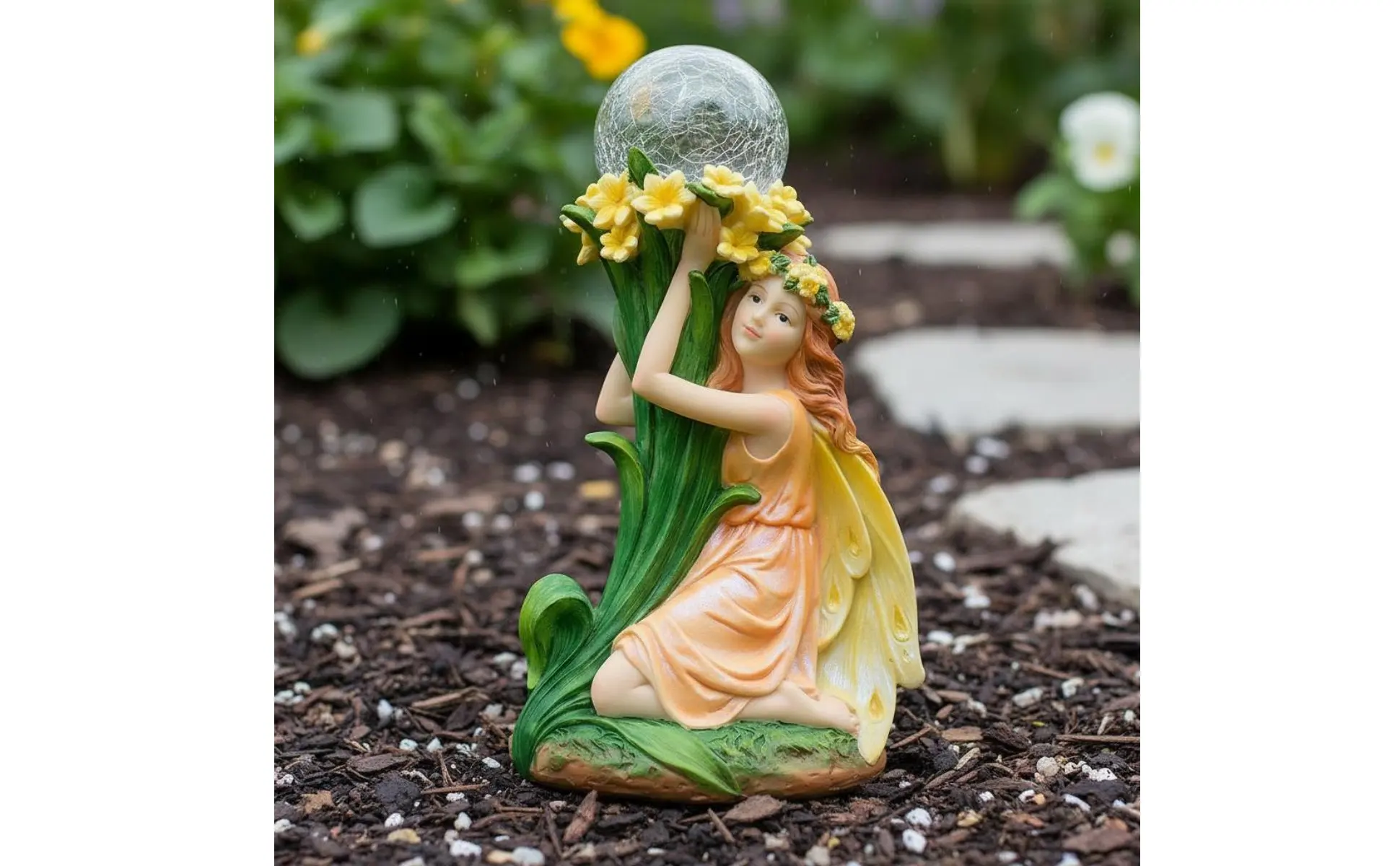 Solar Fairy Statue LED Lights Garden Fairy Light Outdoor Decor Warm Radiance for Patio