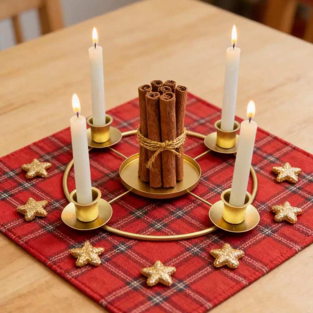 حامل شموع معدني مجيء إكليل شمعة حامل عيد الميلاد شمعة حلقة حامل ل 4/5 شموع مستدقة الذهب معدن مجيء إكليل الدائري #4
