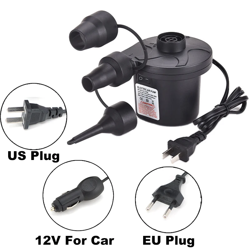 

12V 220V Electric Air Pump Potable Inflatable Pump Compressor For Mattress Swimming Pool Fast Air Filling Inflator Blower Nozzle