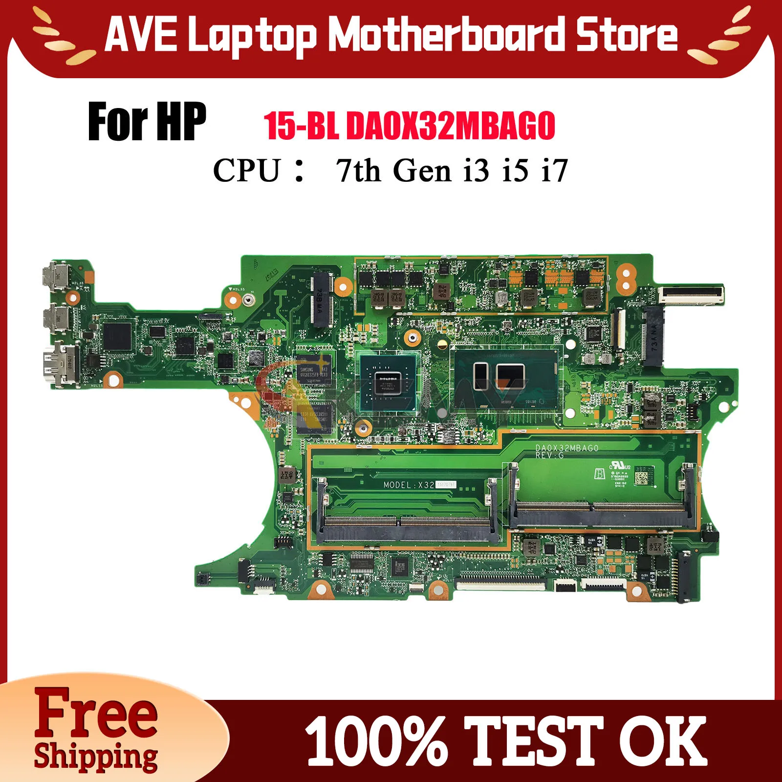 

DA0X32MBAG0 Laptop Motherboard For HP Spectre X360 15-BL With i7 CPU 940MX 2GB GPU 911083-601 911083-001 100% Fully Tested