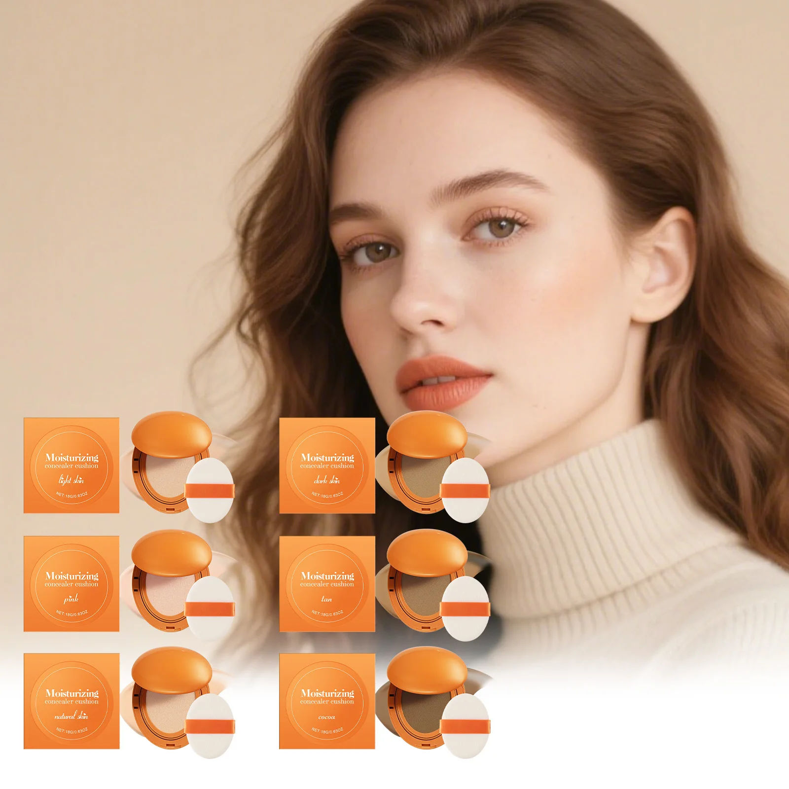 

Moisturizing concealer air cushion light base makeup improves complexion hides pores easy to apply makeup lasting delicate