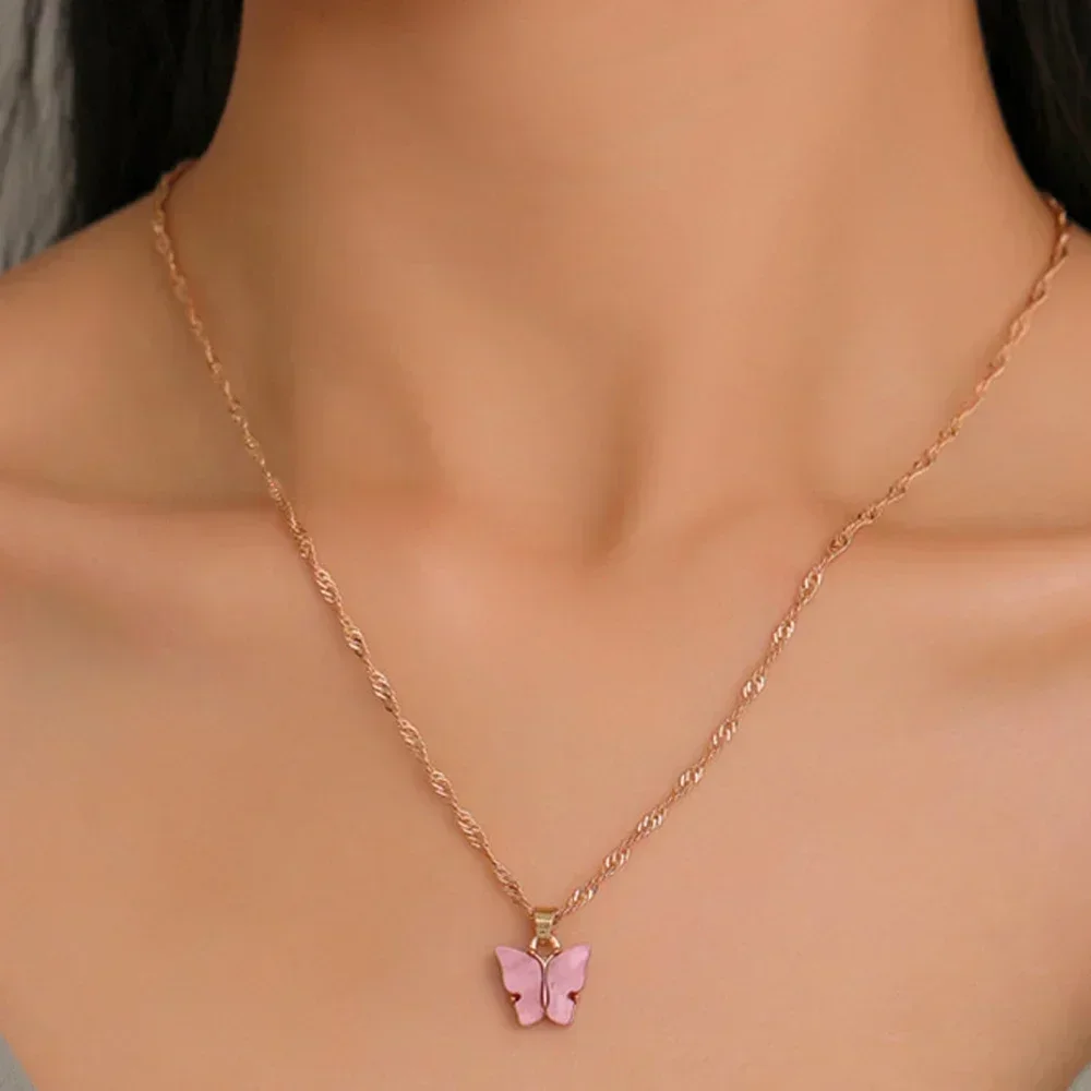 

SUMENG 2025 Long Wild Clavicle Chain Pendant Necklaces - Trendy Color Butterfly Necklace for Women's Fashion Jewelry Gifts