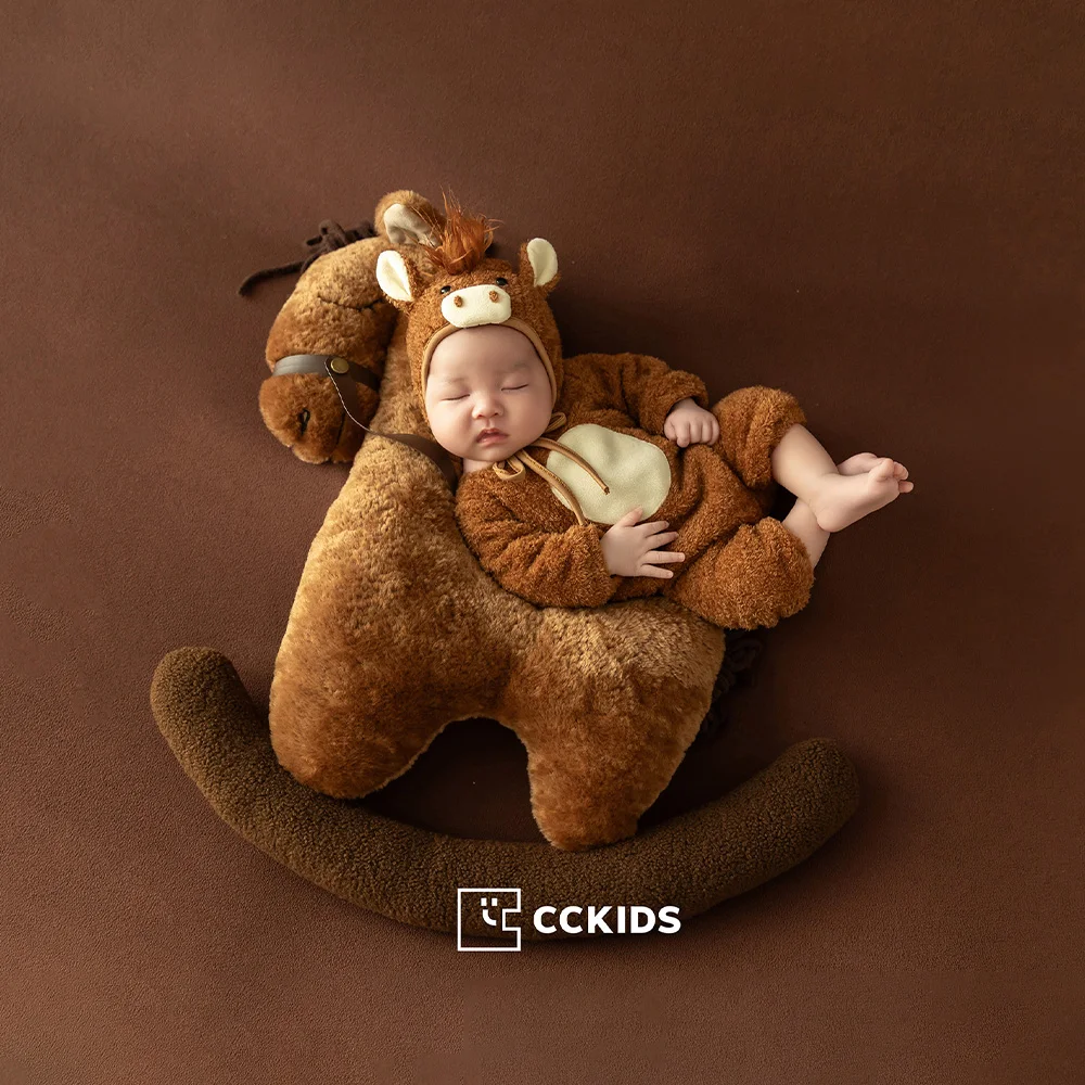 Alat Peraga Fotografi Bayi Baru Lahir Profesional, Romper Bayi, Boneka Kuda Poni, Kuda Goyang untuk Alat Peraga Pose Bayi, Tema Kuda Lucu untuk Studio