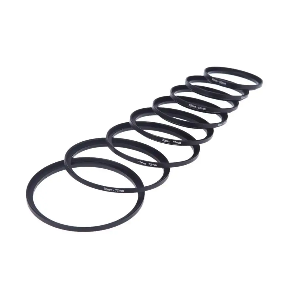 

9pcs Filter Ring Adapter Set Step Up Rings 37-82mm UV ND CPL Camera Ring Adapter High Strength Metal Lens Adapter Filter