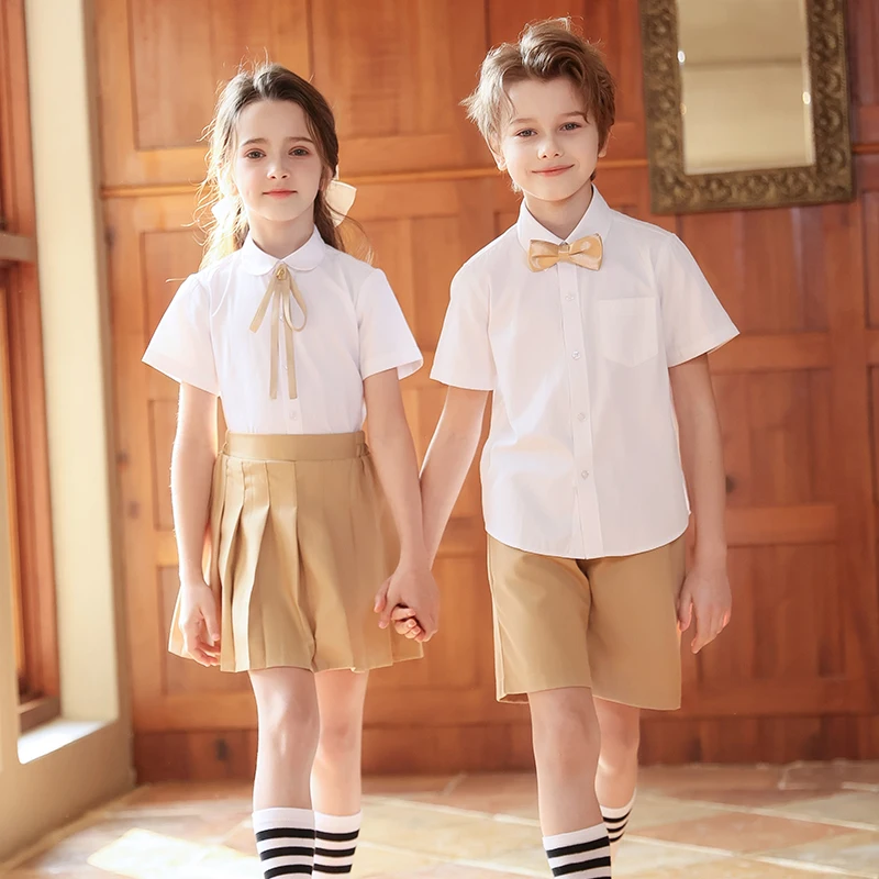 

JK Japanese Child School Uniform Set For Boys Girls Formal Shirt Skirt Shorts CLothing Suit 4-15Kids Performance Costume Outfit