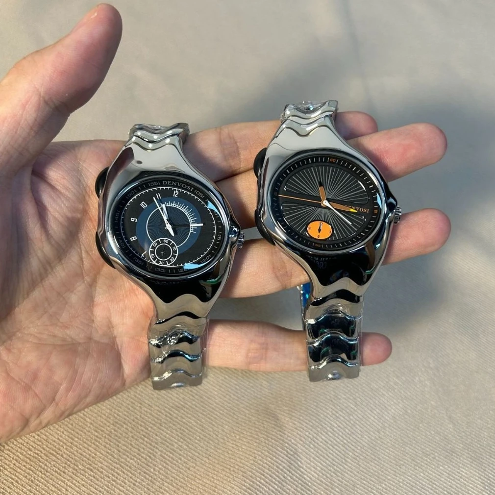 

Y2k Unique Shaped Twisted Men's Watch Retro Personality Trendy Blade Design Steel Band Watches Fashionable Quartz Wristwatch