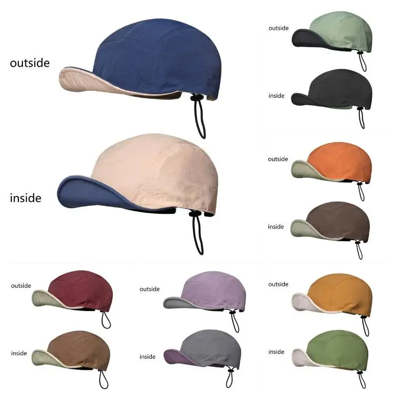 Double-Sided Foldable Drawstring Running Hat Outdoor Lightweight Quick-Drying Baseball Cap