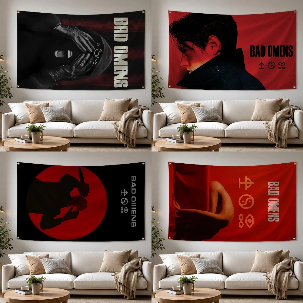Bad O-Omens Rock Band Outdoor Flag for Home Camping Party Club Decor Garden Yard Wall Hanging Banner