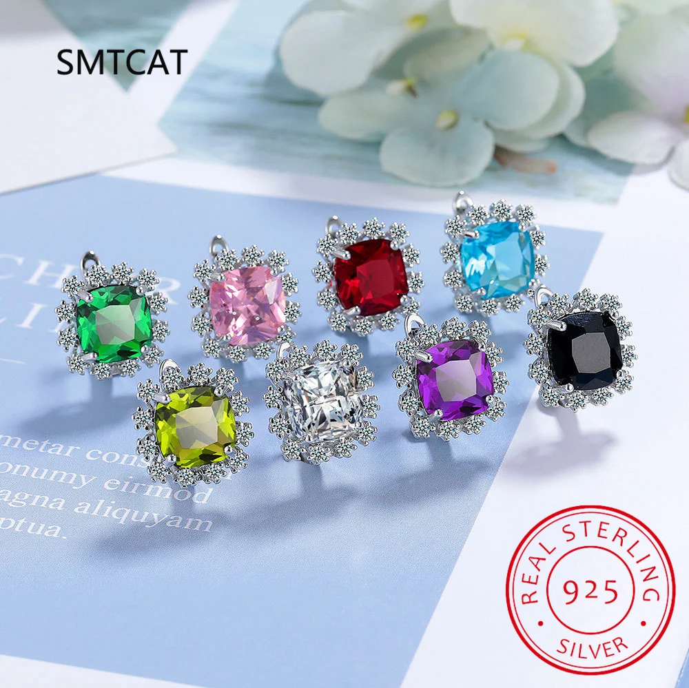4ct Green Simulated Nano Emerald 925 Sterling Silver Geometric Square Hoop Earring for Women Sparkling Gemstone Jewelry Huggies
