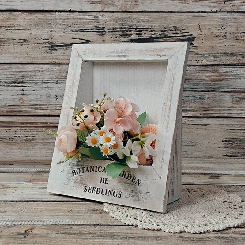 Retro Wooden Photo Frame Flower Pot Courtyard Indoor Balcony Old Creative Plant Succulent Green Plant Outdoor Flower Pot