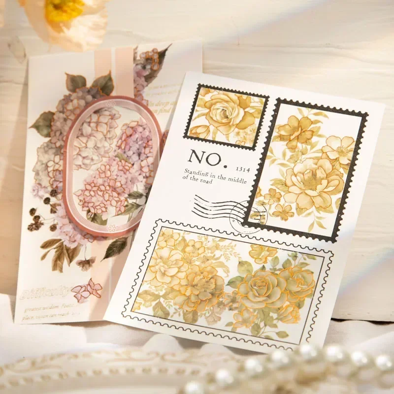 20Pcs Flowers Supplies Packing Materials Blossoms Decorative Scrapbook Rose Daisy Gift Warm Flowers Sticker Mist Light 147*90mm