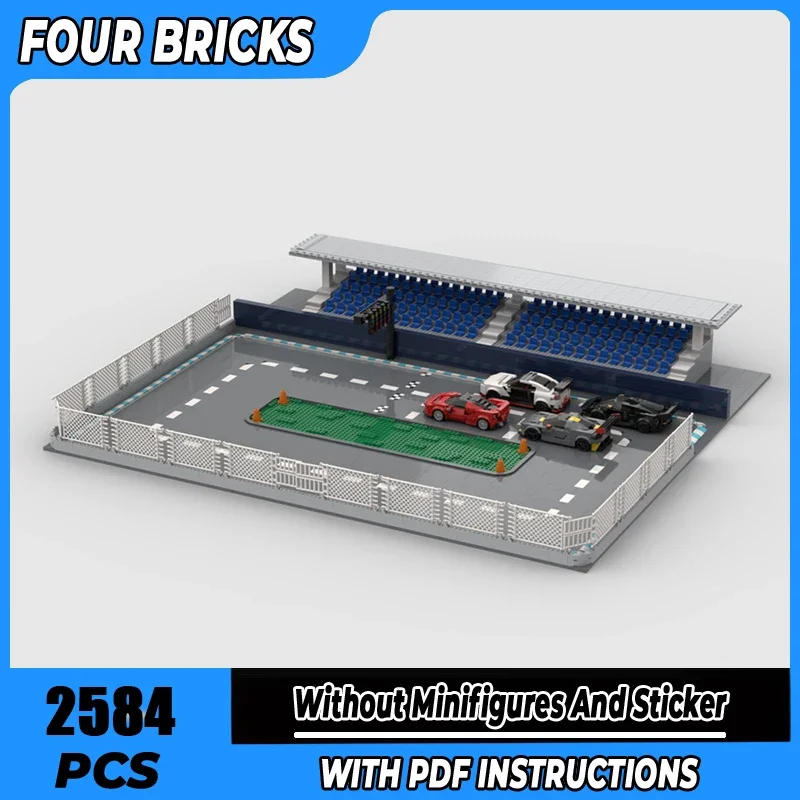

Строительные блоки Moc, модульный гоночный стадион, технология, модульные кирпичи, модель, подарки, рождественские игрушки, наборы «сделай сам», сборка