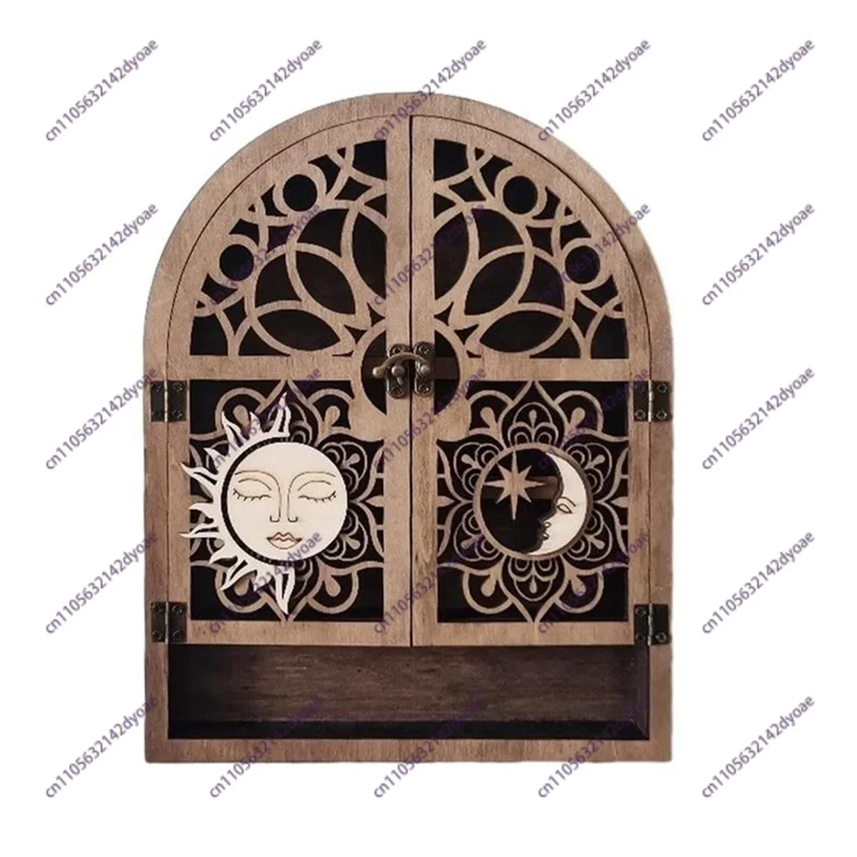 Sale Sun Moon Crystal Display Stand 4 Shelves Natural Wooden Shelf Gothic Witchy Crystal Display Case for Living Room
