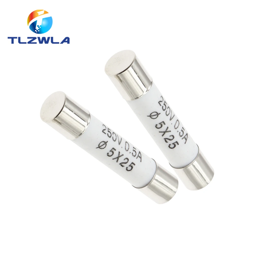 100PCS RO55 Fast Blow Ceramic Fuse 5*25mm Fuse 250V 0.5A 1A 2A 3A 4A 6A 8A 10A 15A 20A 25A 30A 5X25MM