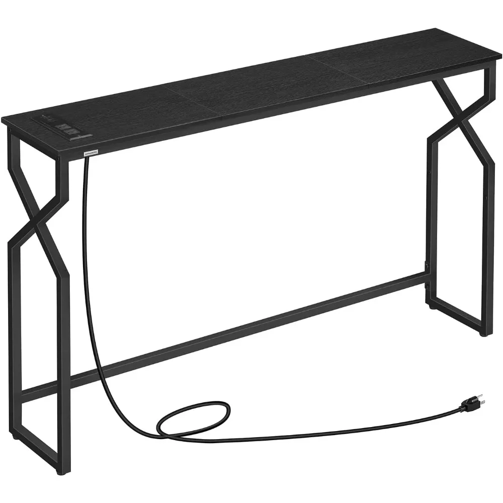 

44.9" Entryway Table with Power Station, Narrow Couch Table with USB Ports and Outlets, for Entrance, Living Room, Black