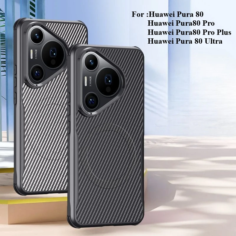 

For Huawei Pura 80 Ultra Case Simple Kevlar Imitation Leather Magnetic Cover For Huawei Pura80 Pro Plus Shockproof Fudna