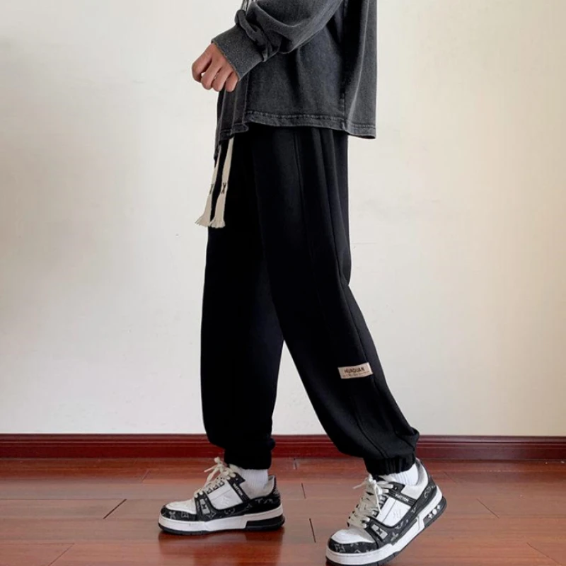 

Мужские флисовые спортивные штаны свободного кроя для повседневной носки, теплые зимние брюки для активного образа жизни, модная уличная одежда ​