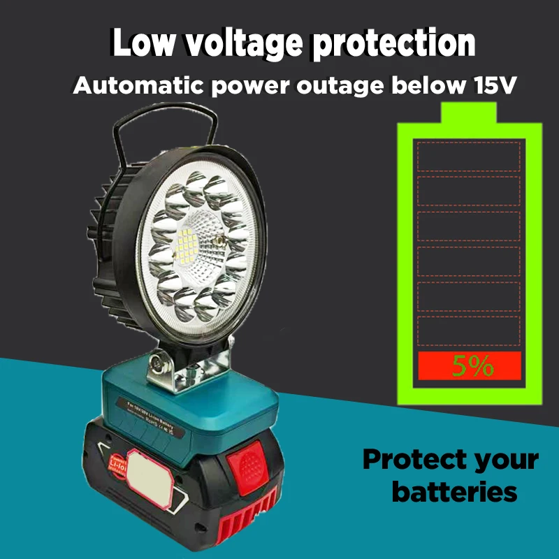 BAT618 أداة أجزاء لبوش 18 فولت بطارية ليثيوم أيون العمل ضوء المصباح مشاعل الشعلة الكهربائية الأضواء USB TypeC قوة البنك BAT610G