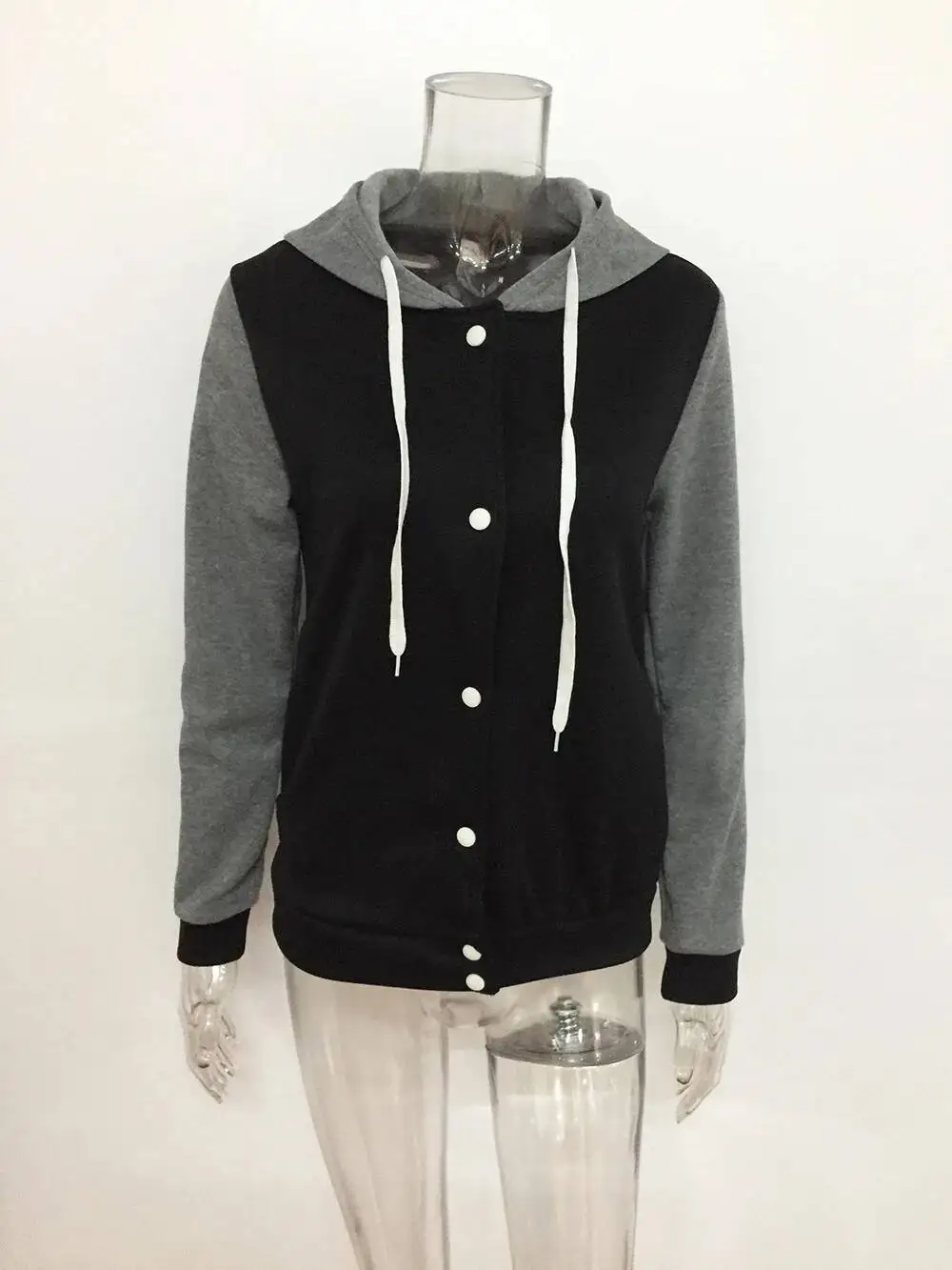 

Карманная лоскутная куртка с капюшоном и длинными рукавами на четыре пуговицах, женская толстовка