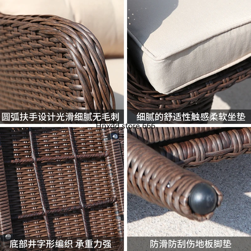 Balcony table and chairs rattan small tea table three-piece set