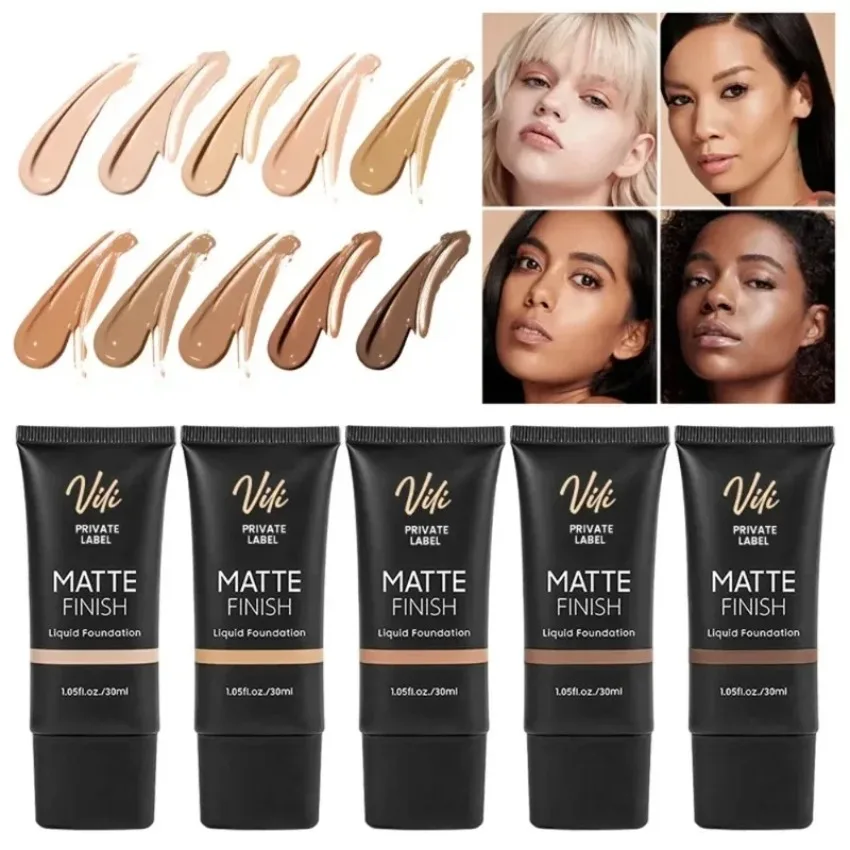 

Custom 30ml Matte Sweatproof Liquid Foundation Long Lasting Waterproof Full Coverage Private Label Bulk Makeup