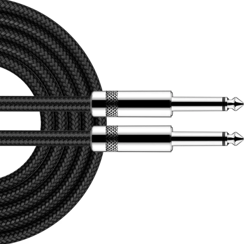 6.35mm Guitar Cord Flexible Nylon Sleeve Straight/Bend Connectors Cable for Stage Performances & Recording 83CF