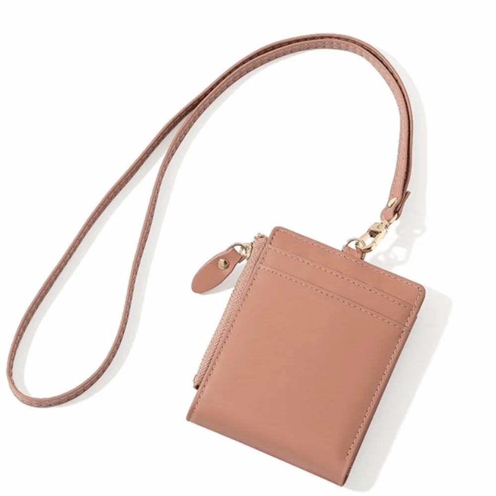 

Simple Korean Style Neckband Wallet Small Multifunctional PU Leather Wallet Soft Leather Compact Size Card Case Outdoor