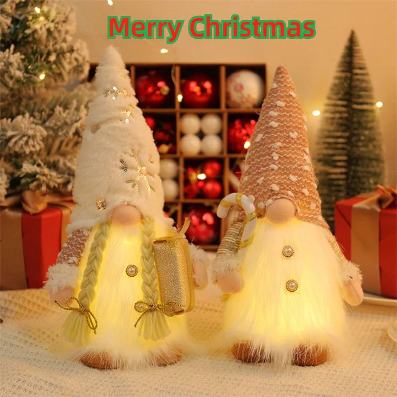 Glowing Gnome Christmas Faceless Doll 30cm Tree Decorations 2025 Night Light Xmas Gift Navidad 2023 New Year Home Decor
