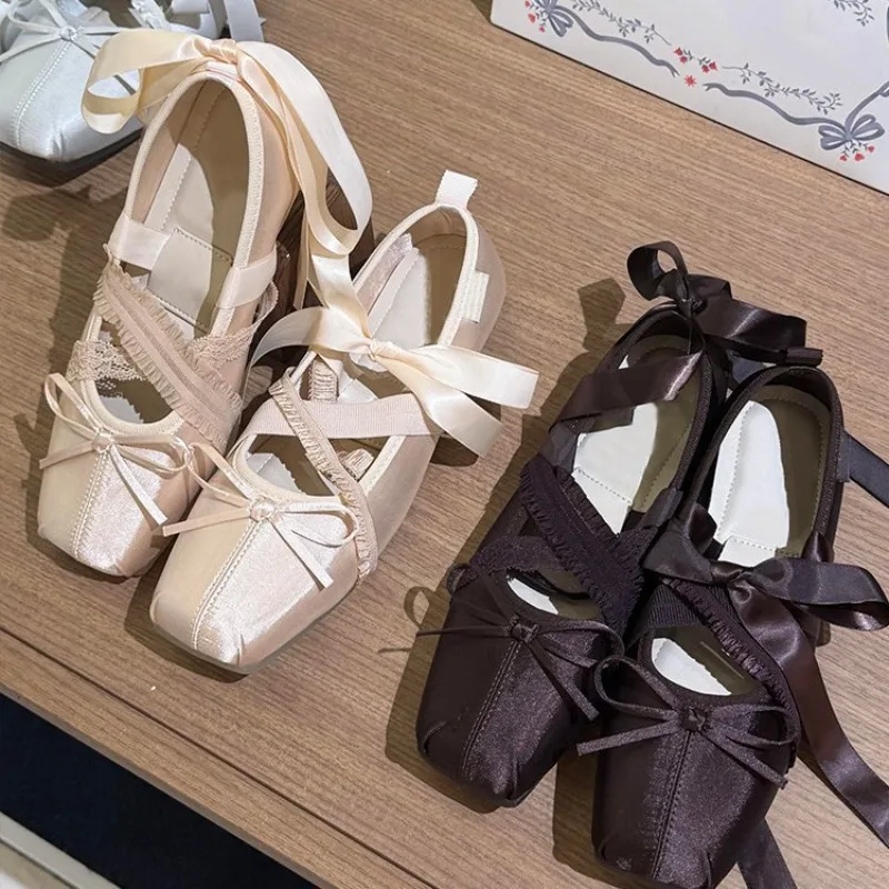 

New Women's Mary Jane Shoes Sweet Style Ballet Casual Shoes for Woman Fashion Square Head Flat Shoe Designer Shoes Zapatos Mujer