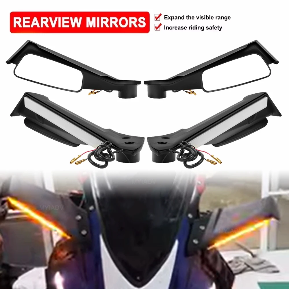 

Motorcycle Wing Rearview Mirror With LED Turn Signal Light For Honda CBR650R CBR500R CBR400R CBR250R CBR300R CBR650F Accessories