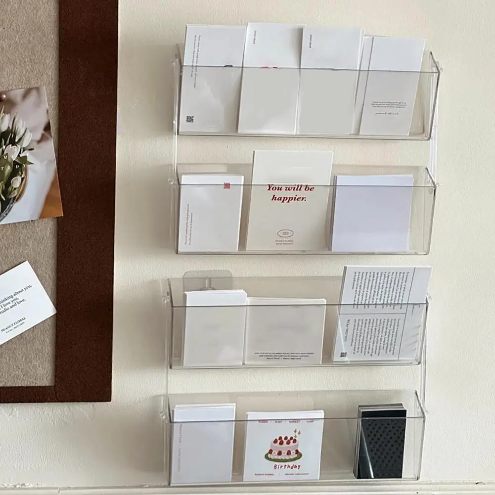 Storage Rack Acrylic Card Storage Rack Transparent Wall-mounted Acrylic Brochure Holder with Capacity for Easy for Pamphlets