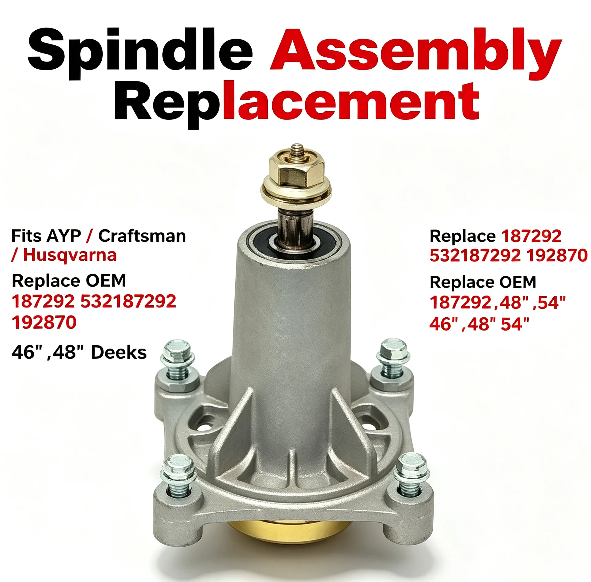 Spindle Assembly 187292 532187292 Replacement for AYP, Craftsman, Husqvarna 46