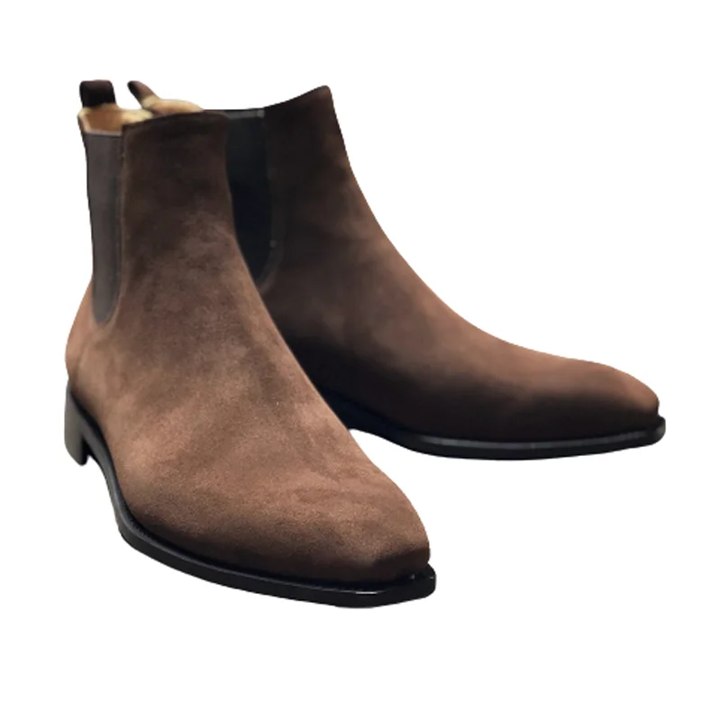 cie Suede Chestnut Goodyear Welted Chelsea Boot Handmade Shoes Calf Leather Out-sole Ankle Boots  MA13