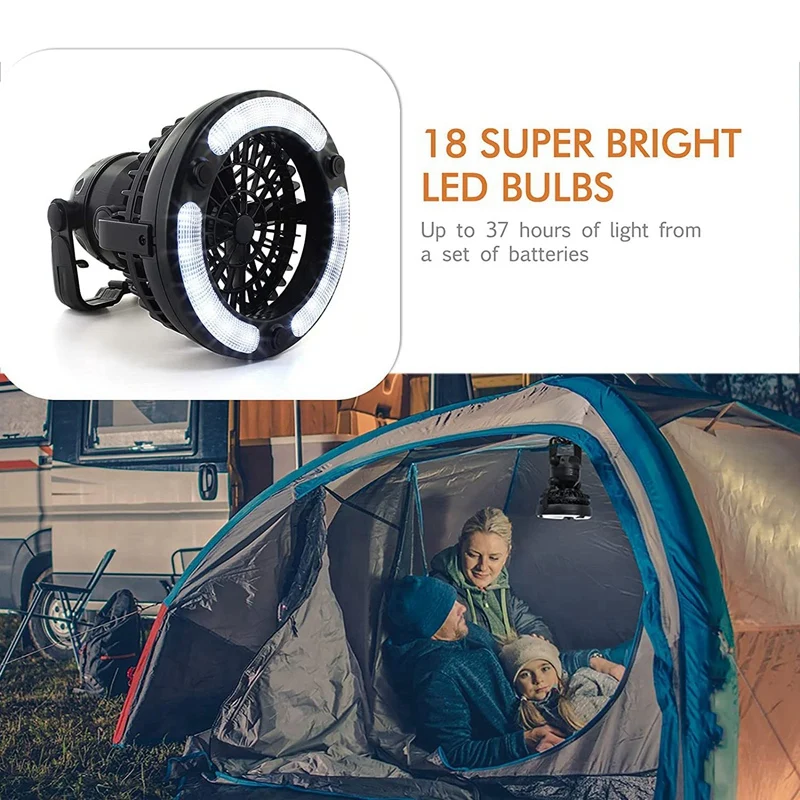 Camping Light Fan For Tent Portable Ceiling Fan With LED Light Camping Hanging Lantern For Survival Hiking Emergency