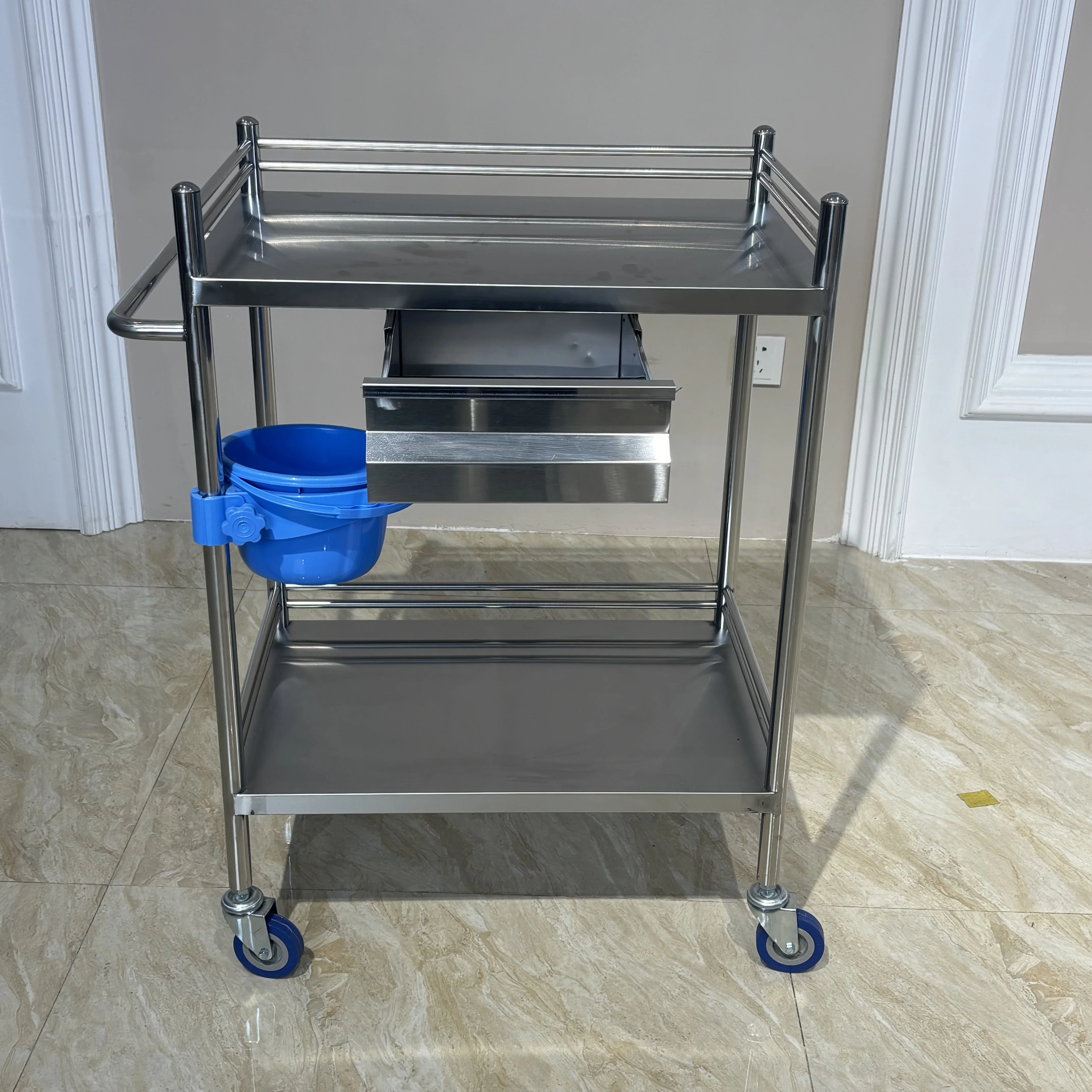 Stainless Steel Multipurpose Handcar - Double Layer Single Drawer