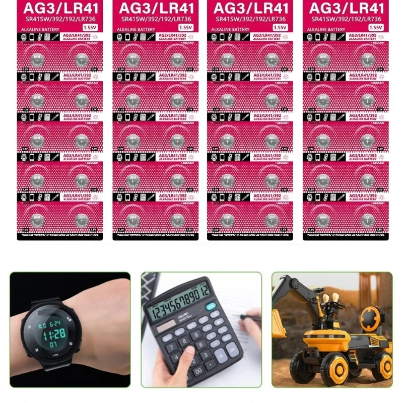 AG3 เซลล์แบตเตอรี่ 1.55V แบตเตอรี่ปุ่ม LR41 SR41 192 392 เซลล์แบตเตอรี่ Essential สำหรับโคมไฟนาฬิกา Electronics