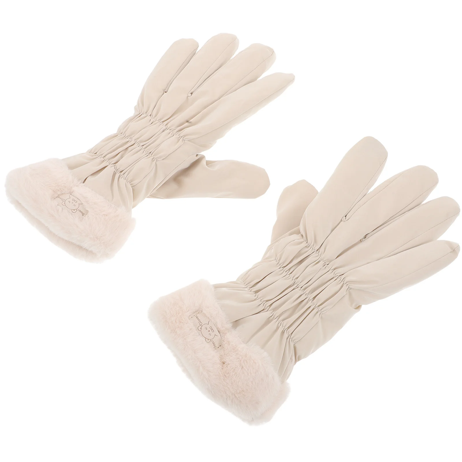 Women's Thermal Gloves Insulated Warm Touchscreen Compatible Waterproof Cycling Beige Soft Outdoor Hiking