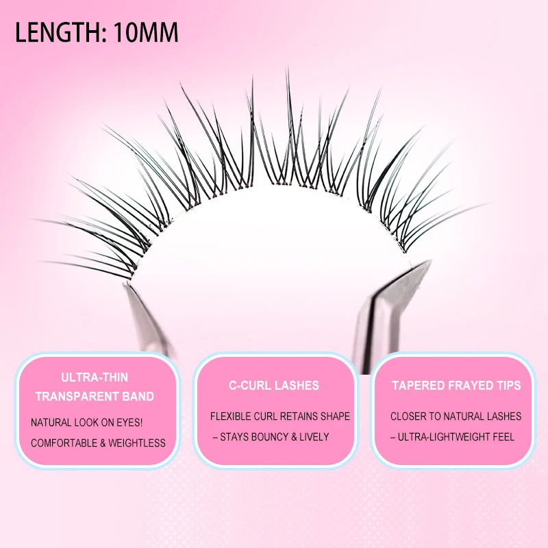 5 paia di ciglia a coda di pesce ciglia a striscia completa C Curl fascia trasparente ciglia a coda di pesce Ciglia Manga facili per principianti naturali