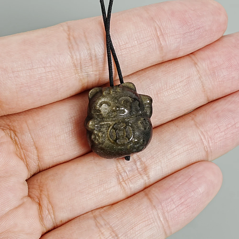 

Золотистые блестящие подвески-талисманы из обсидиана «Кот удачи», 5 шт., 21x20 мм, мерцающие обереги-котята для подарков и поделок своими руками